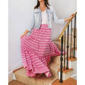 NEW BROOKS AVENUE triple tiered maxi skirt in spice market pink